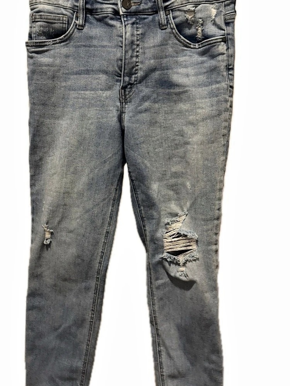 KUT from the Kloth Distressed Skinny Jeans in Blue Waist 10